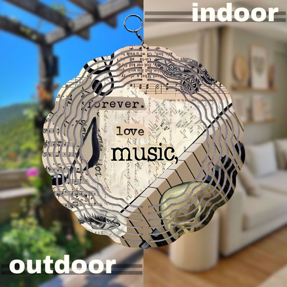 Music Notes Collage Scrapbook Design Wind Spinner - Picture 3 of 3